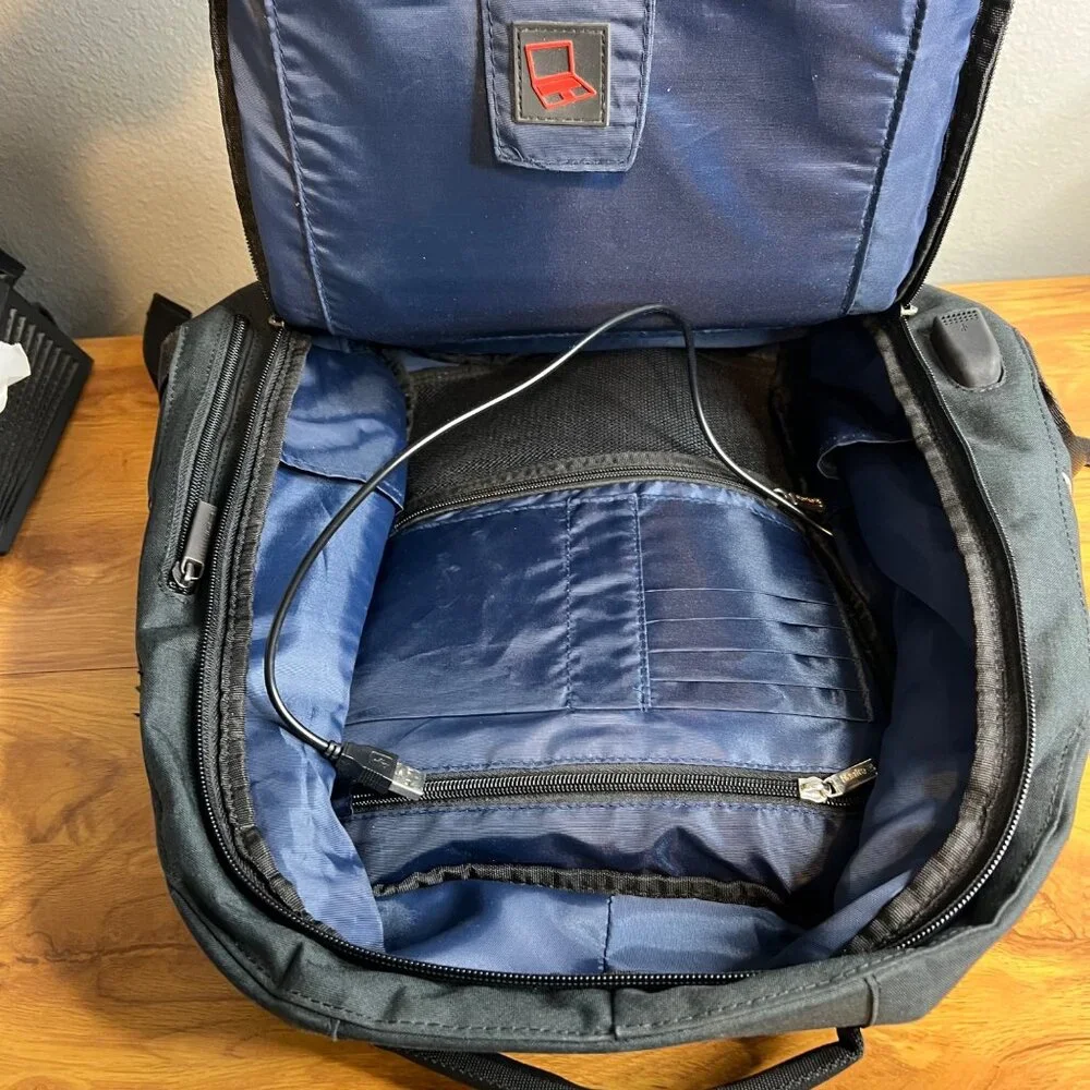Hanke Anti-Theft Laptop Business Backpack‎ Smart Phone Charger Black